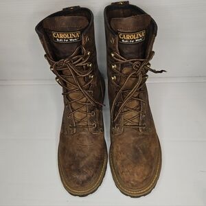 Carolina Elm Men's 8" Steel Toe Waterproof Logger, EH, Boots Brown Size 11 D